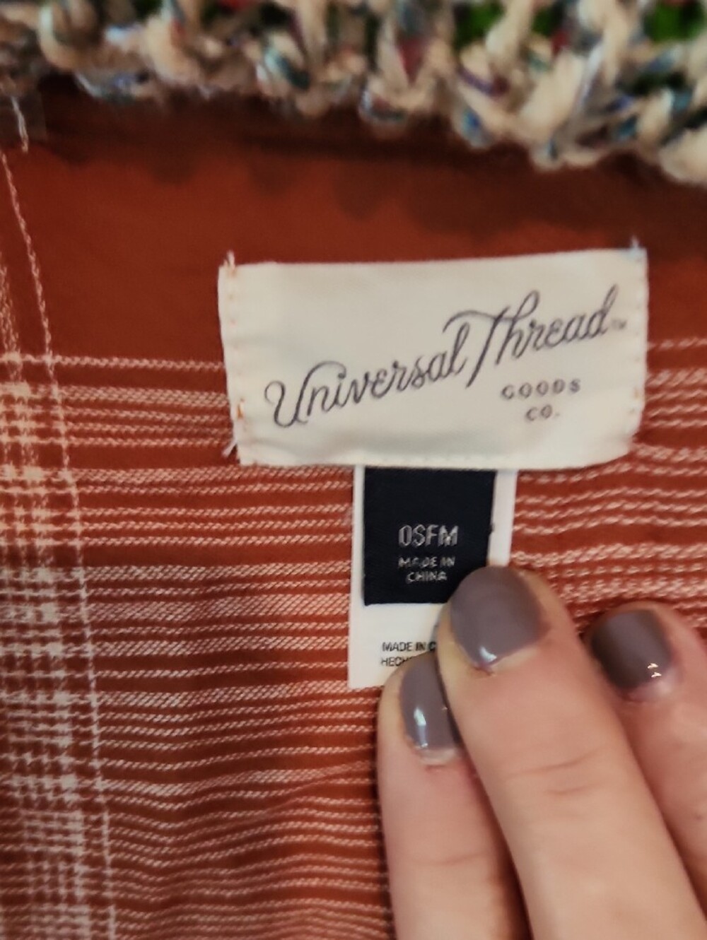 Universal Thread Rust Plaid Open-Front Kimono - Picture 2 of 5